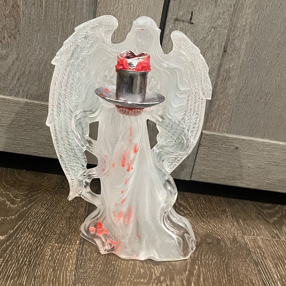 Other - Clear Angel Figurine with Red Accents